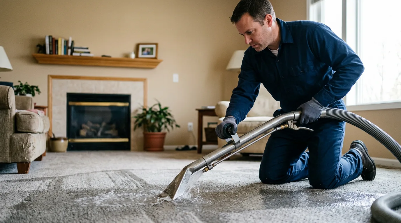 Water damage restoration technician working near Shirley Mills, ME